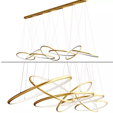 Gilded Ring Connection Chandelier 3D model image 1 