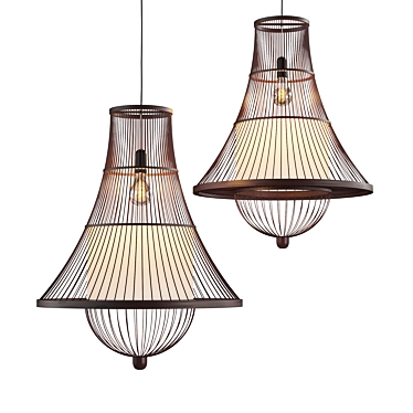 Rustic Bamboo Pendant Light 3D model image 1 