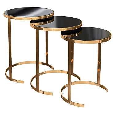 Luxurious Gold & Black Nesting Accent Tables 3D model image 1 