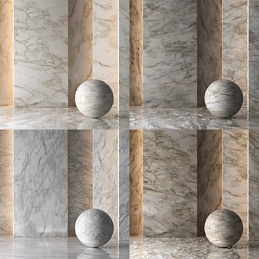 4-Piece Set of Light Granite Tiles 3D model image 1 