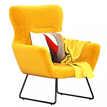 Elegant Leya Wingback Chair 3D model image 1 