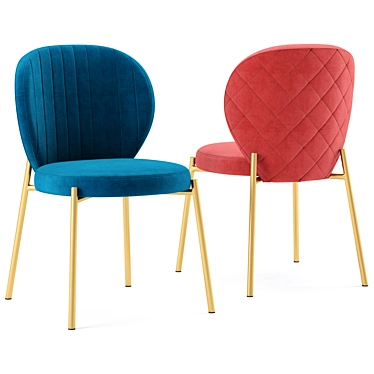 Luxury Velvet Dining Chair - Golden Upholstered Velvet Chair 3D model image 1 