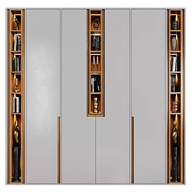 Modern Style Wardrobes with Integrated Handles 3D model image 1 