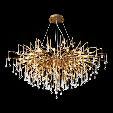 Elegant Nordic Gold Crystal Chandelier 3D model image 1 