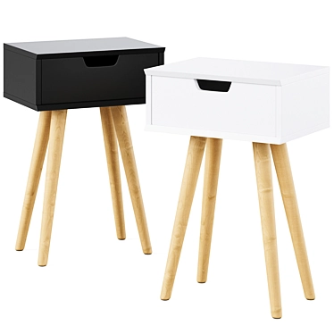 Sleek Mitra Bedside Table by Actona 3D model image 1 