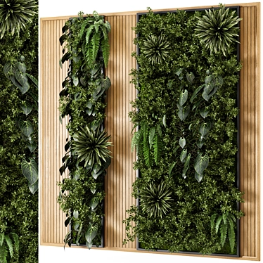 Wooden Base Vertical Garden - Set 536 3D model image 1 