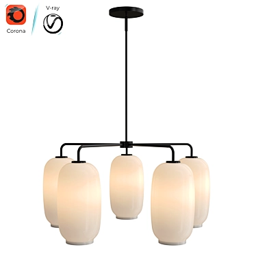 Pebble Glass Chandelier: Milky Illumination 3D model image 1 