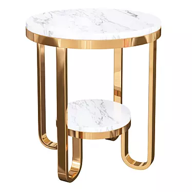 Sleek White Faux Marble End Table 3D model image 1 