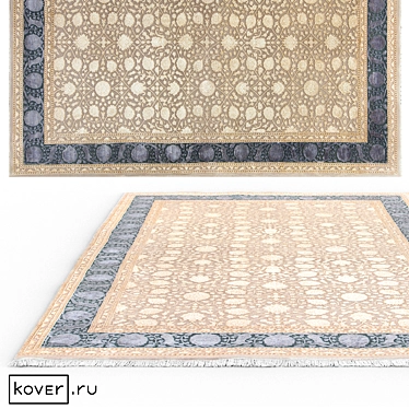 King of Agra: Art de Vivre - Exquisite Floral Wool and Silk Carpet 3D model image 1 