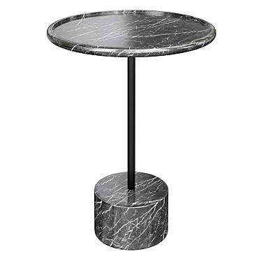 Sleek Marble End Table in Black & White 3D model image 1 