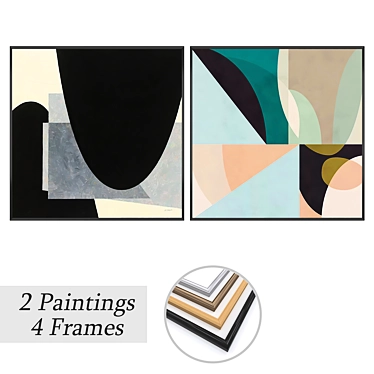 Abstract Art Set with Multiple Frame Options 3D model image 1 