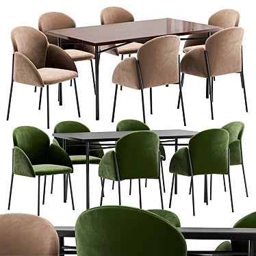 Modern Dining Set: Enzo Chairs and Locman Table 3D model image 1 
