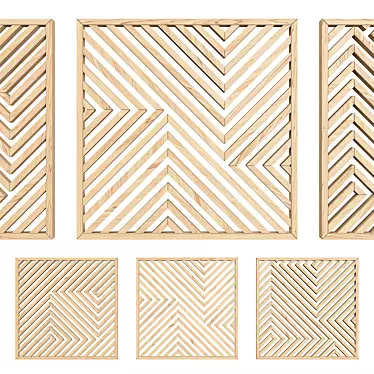 Modern Geometric Wood Wall Art 3D model image 1 