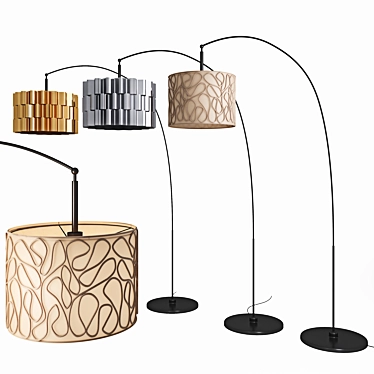 Modern Arc Floor Lamp Set: VINGMAST & ÄLVSTARR 3D model image 1 