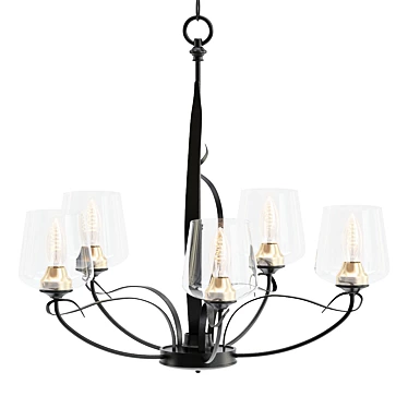 Elegant Flora 5 Arm Chandelier 3D model image 1 