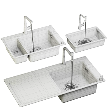 Hansgrohe Kitchen Sink Set: Stylish Taps & Functional Design 3D model image 1 
