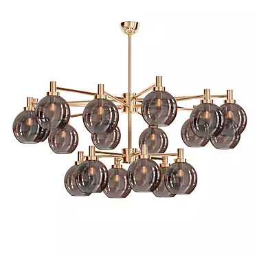 Magnificent Tinted Glass Brass Chandelier 3D model image 1 