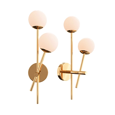 Chelso Opal Wall Light: Elegant Brushed Brass Ambiance 3D model image 1 