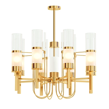 Elegant Glass & Gold Iron Chandelier 3D model image 1 