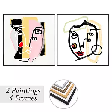 2 Paintings with Various Frame Options 3D model image 1 