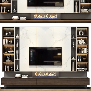 Sleek TV Wall Decor 3D model image 1 