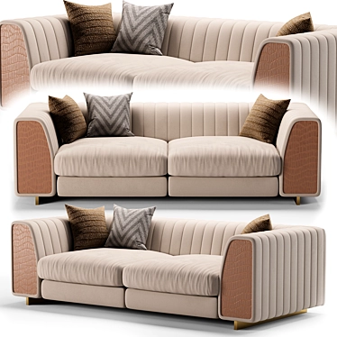 Elegant Fabric 2-Seater Sofa 3D model image 1 