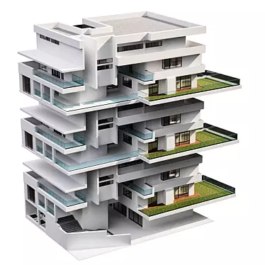 Modern Residential Building Design 3D model image 1 