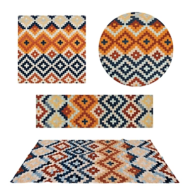 Versatile 8-Piece Rugs Set 3D model image 1 