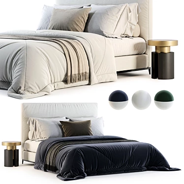 Elegant Minotti Andersen Bed No.2- Luxurious Design 3D model image 1 