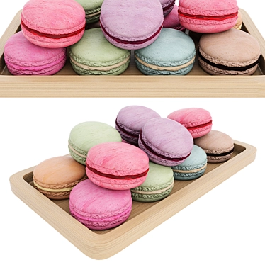 Elegant Macaroon Tray: Realistic 3D Model 3D model image 1 