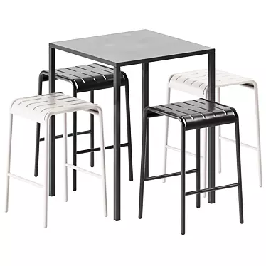 Iron High Table & Easy High Stool Set | Outdoor Furniture 3D model image 1 