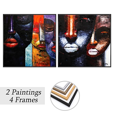 Elegant Art Set with Frame Options 3D model image 1 