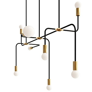 Elegant Black and Brass Chandelier 3D model image 1 