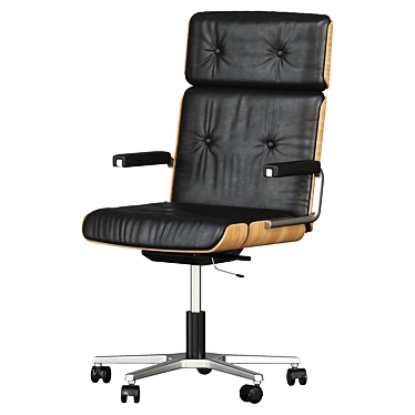 Sleek Black Leather Giroflex Swivel Chair 3D model image 1 