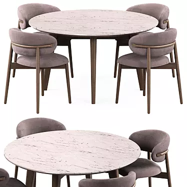 Elegant Dinning Set with Calligaris Oleandro Chairs & Abrey Marble Table 3D model image 1 