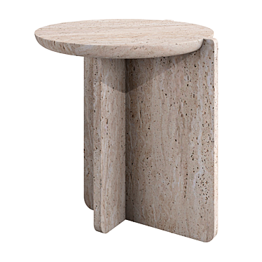 Elevate your space with the Notch Travertine Side Table 3D model image 1 