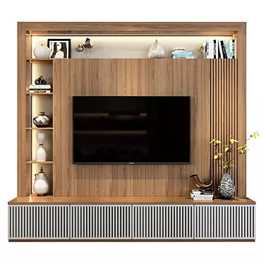  Modern TV Wall Set 102: Stylish & Versatile Design 3D model image 1 