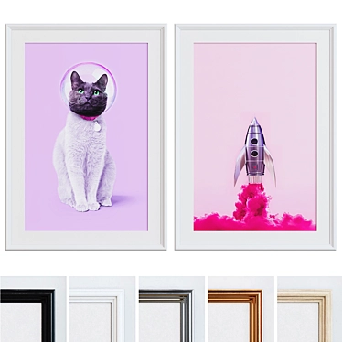 Space Cat Picture Frame Set 3D model image 1 