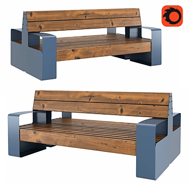 Coastal Double Bench 3D model image 1 