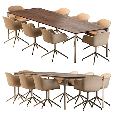 Modern Plano Table & Fiber Armchair 3D model image 1 