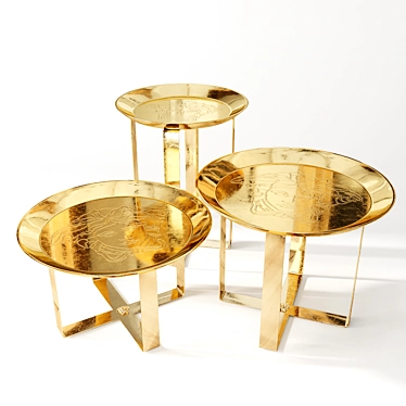 Luxury Gold Black Versace Home Side Tables 3D model image 1 