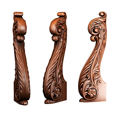 Wooden Front Post 3D Model for CNC Cutting 3D model image 1 