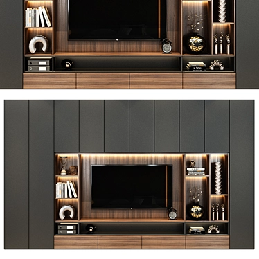 Sleek TV Wall Decor 3D model image 1 