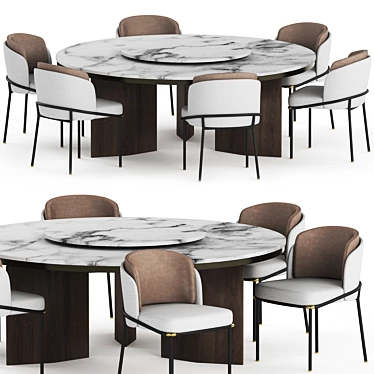 Elegant Morgan Marble Table & Fil Noir Chair Set 3D model image 1 