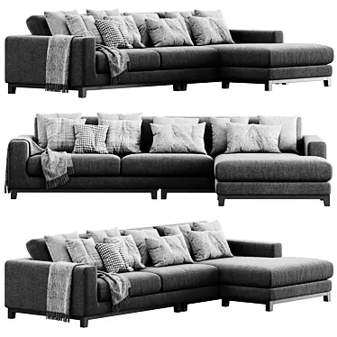 Frankfurt 3 Seater Lounge Sofa: Modern & Stylish 3D model image 1 