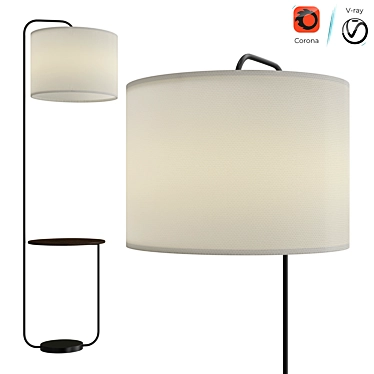 Industrial Shelf Floor Lamp: Modern and Practical 3D model image 1 