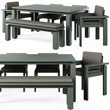 Modern Metal Outdoor Dining Set 3D model image 1 