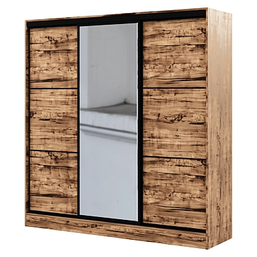 Tobacco Oak Sliding Wardrobe: Blanc 3-Door 3D model image 1 