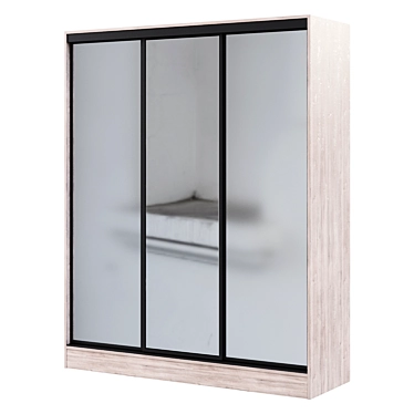 Modern Sliding Wardrobe 3-Door: Tobacco Oak & White 3D model image 1 