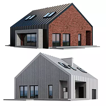 Modern Barnhouse with Skylights 3D model image 1 